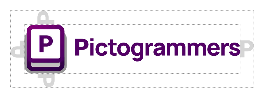 Pictogrammers logo with clearing space guides